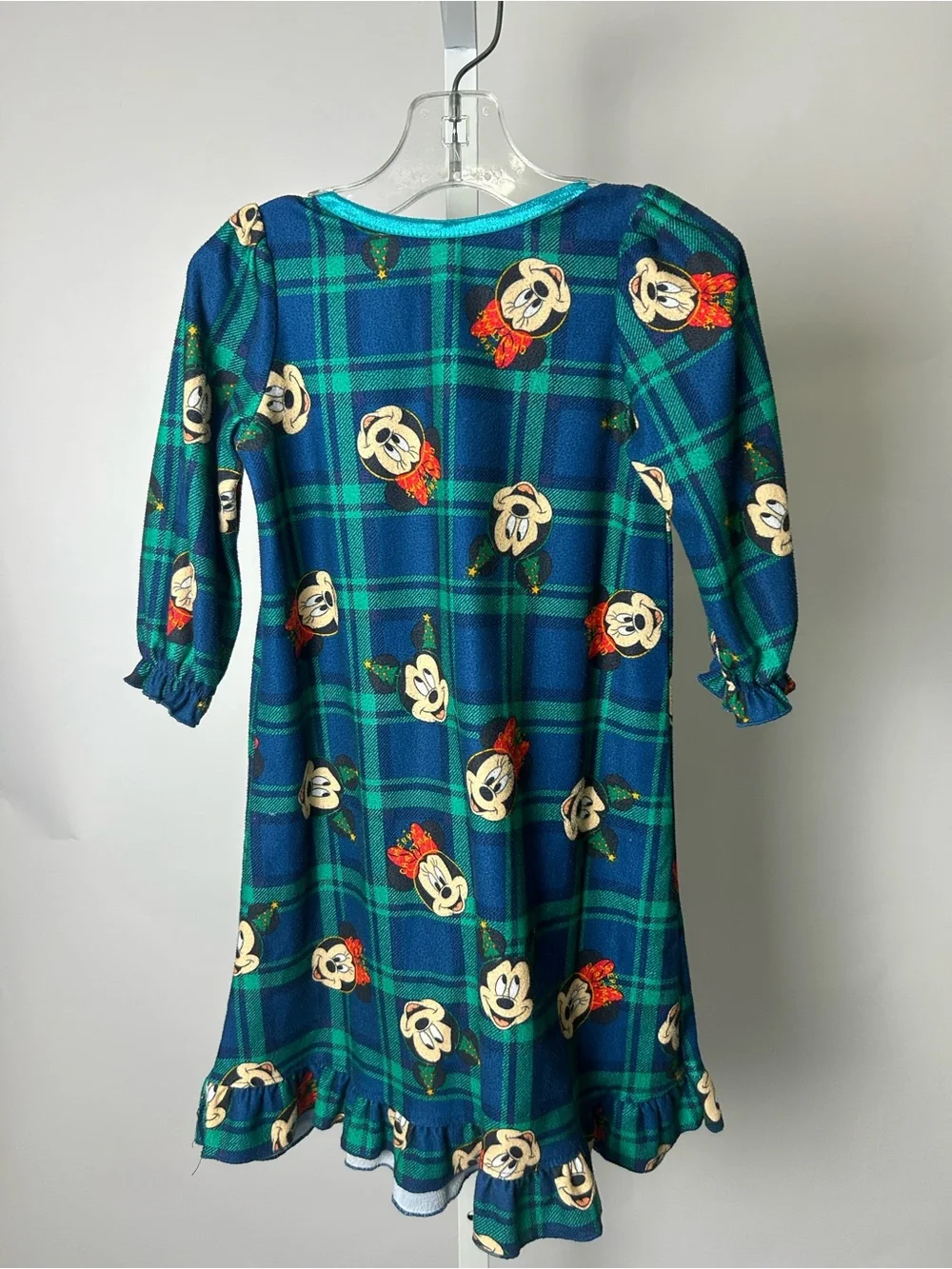 Disney Blue and Green Plaid Minnie Mouse Nightgown with Lace Yoke - Picture 5 of 7